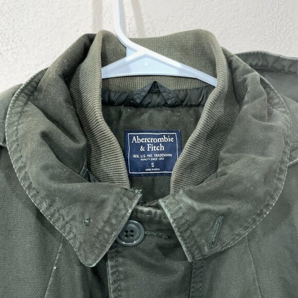 Abercrombie & Fitch Men Sz S Military‎ Hooded Quilted Lining Canvas Field Jacket - Picture 4 of 9
